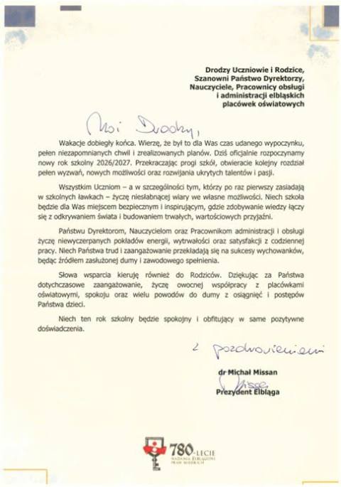 Życzenia od Prezydenta Miasta Elbląg